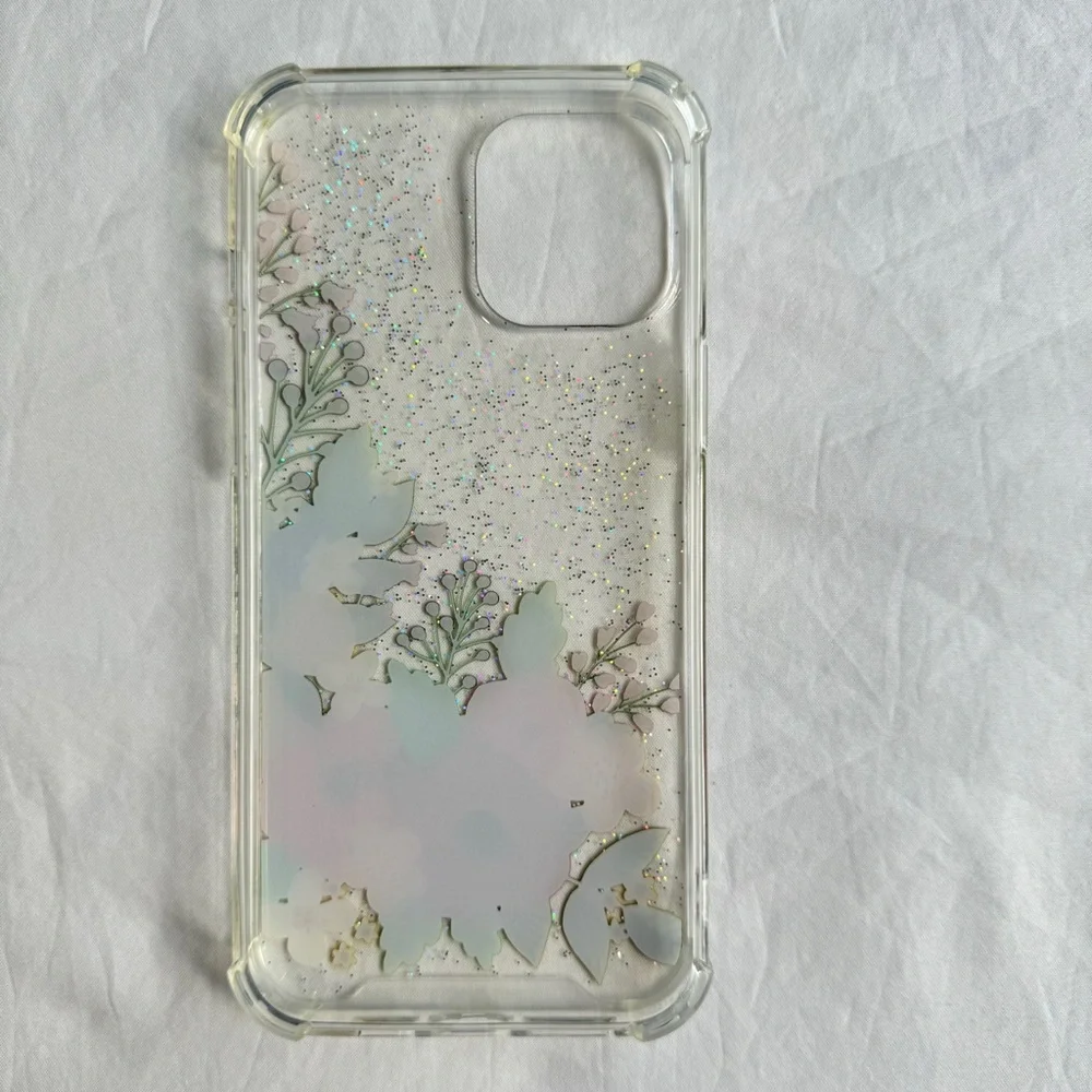 Clear Glitter Floral Phone Case For IPhone 12 Pro Max